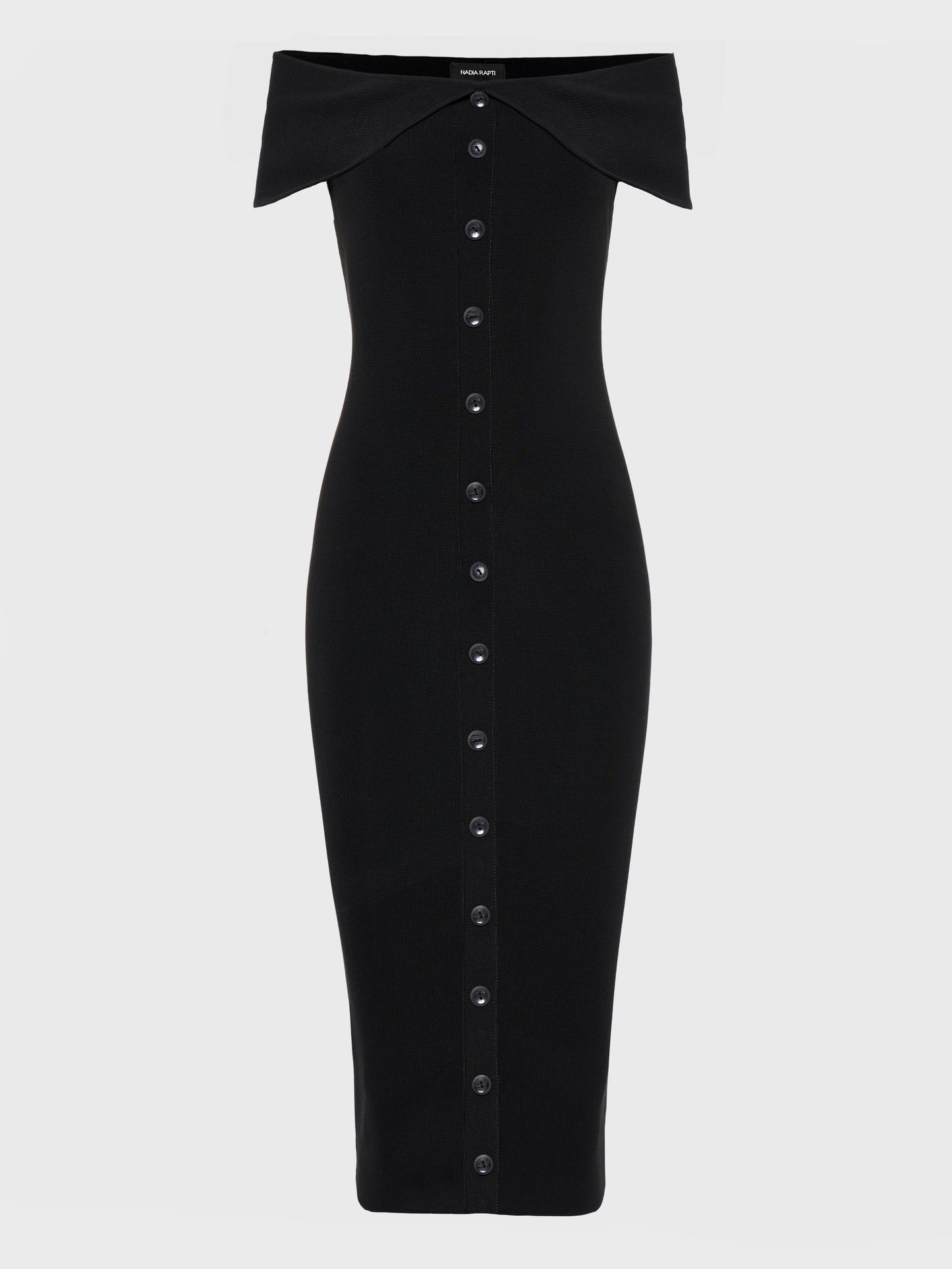 Nadia Rapti Fine Line Knitted Dress Midi Black