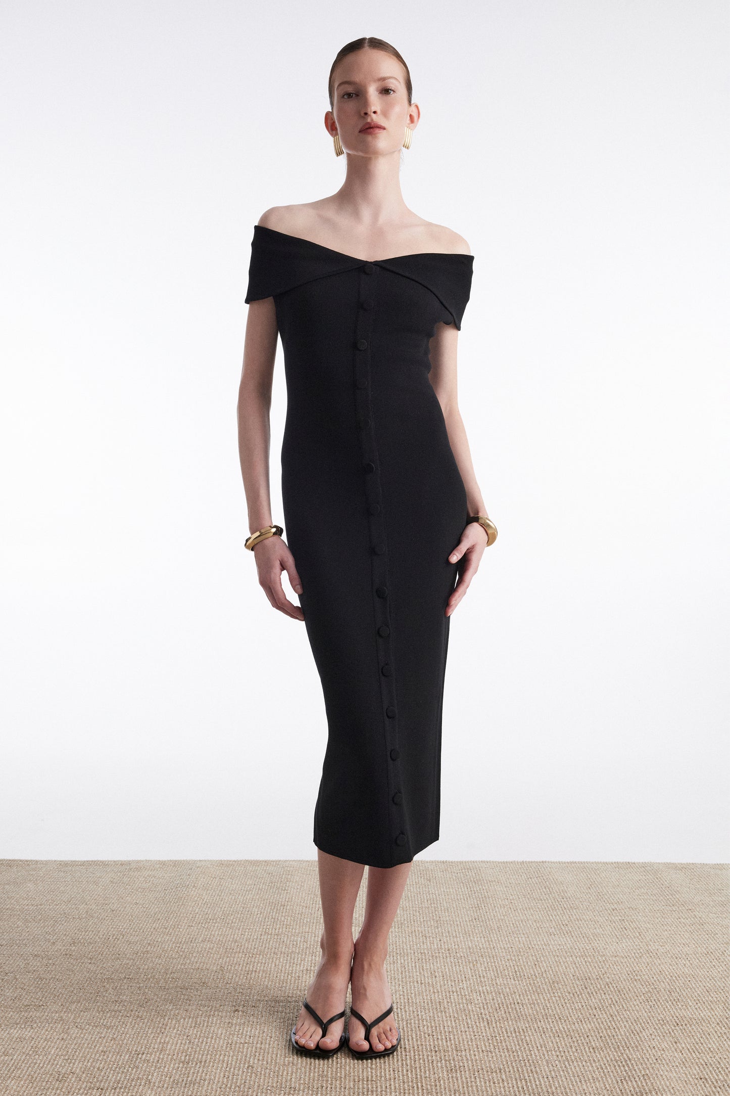 Nadia Rapti Fine Line Knitted Dress Midi Black