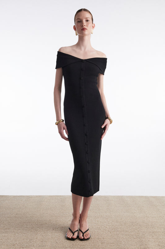 Nadia Rapti Fine Line Knitted Dress Midi Black