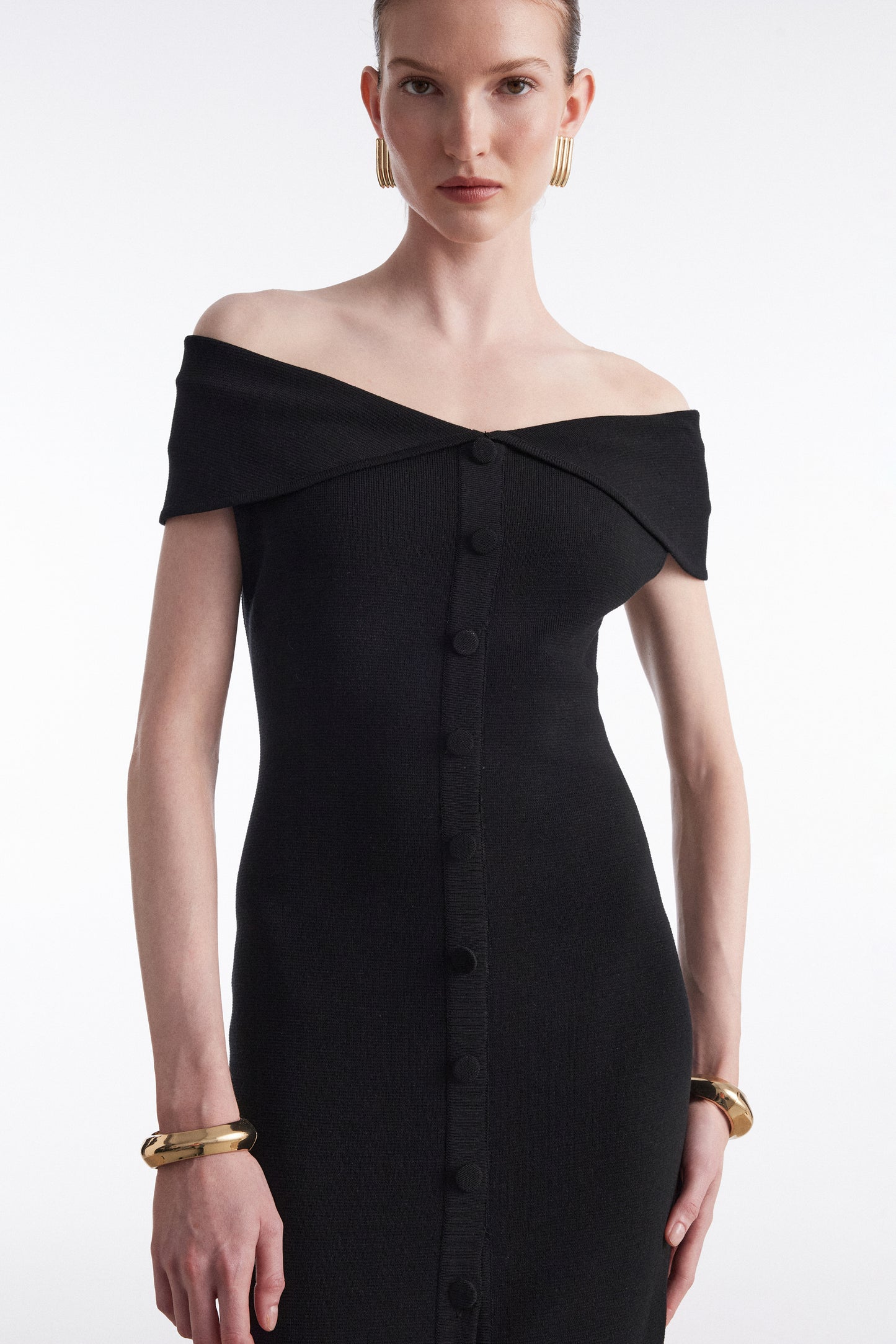 Nadia Rapti Fine Line Knitted Dress Midi Black