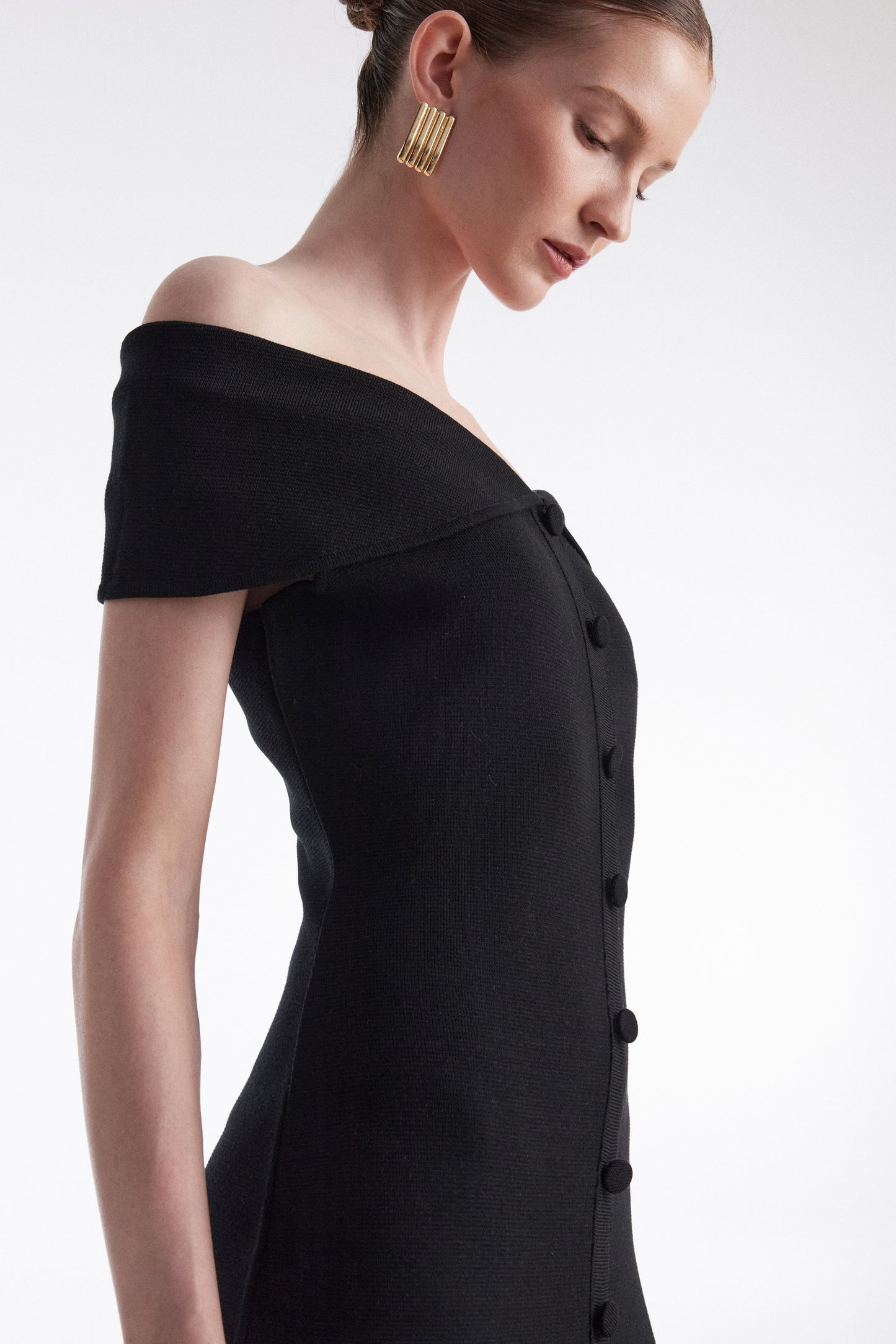 Nadia Rapti Fine Line Knitted Dress Midi Black