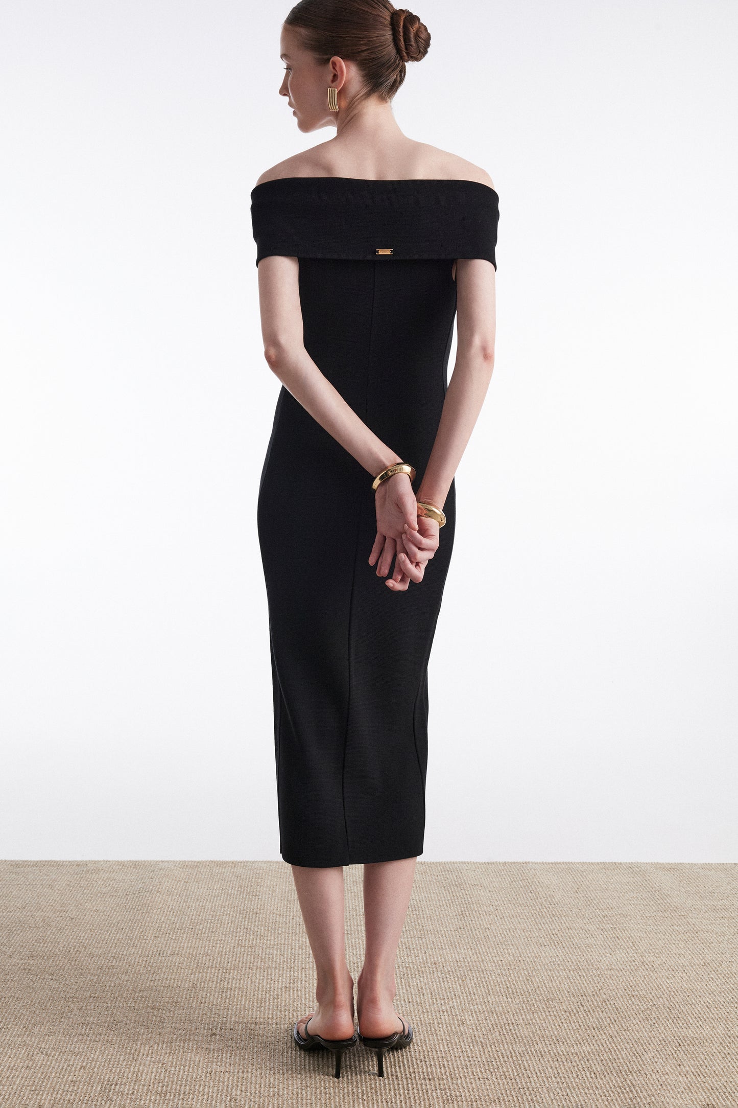 Nadia Rapti Fine Line Knitted Dress Midi Black