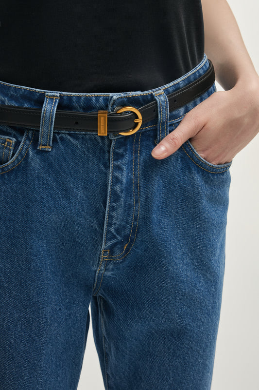 Nadia Rapti Rocky Leather Belt Black