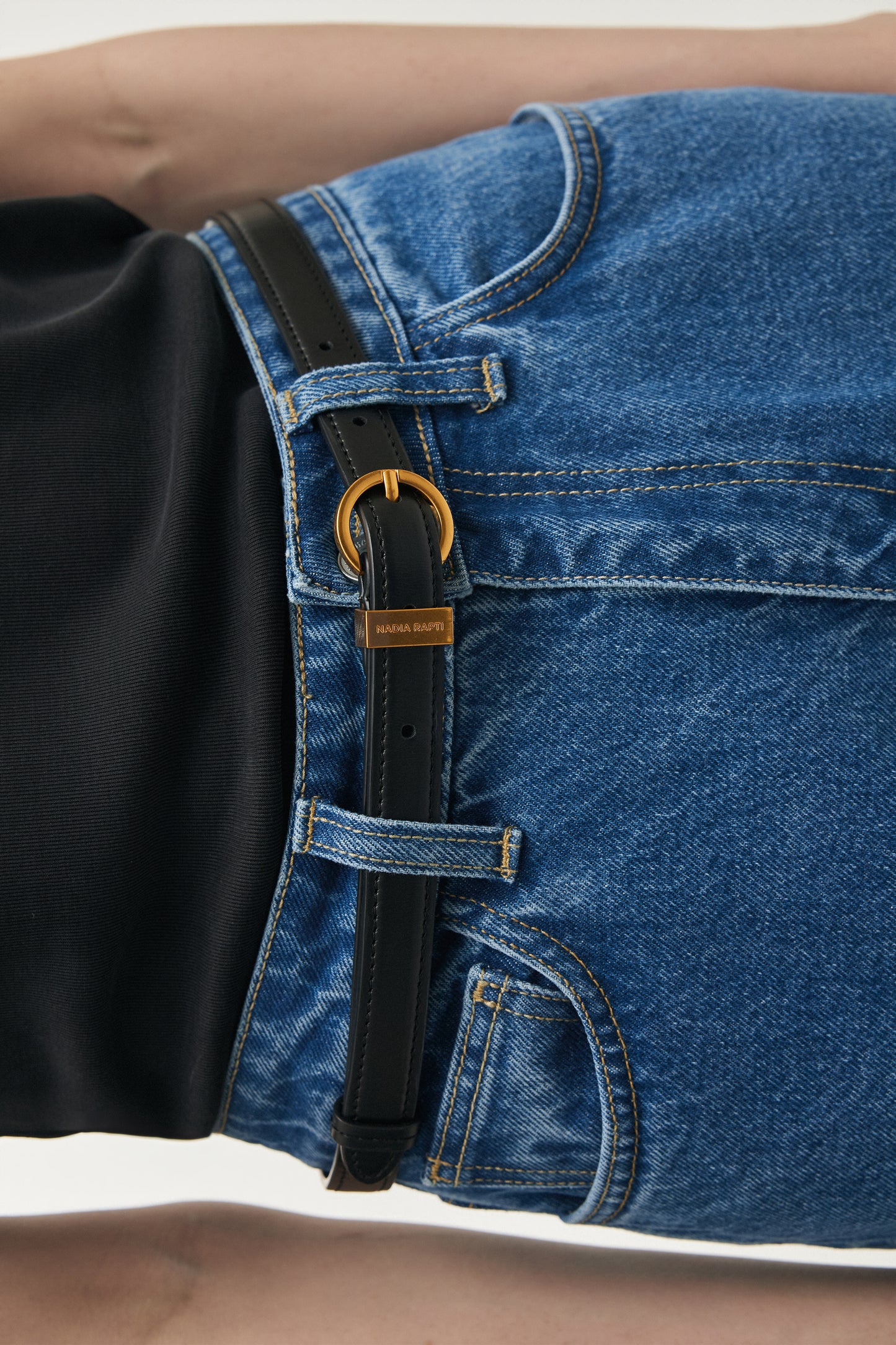 Nadia Rapti Rocky Leather Belt Black