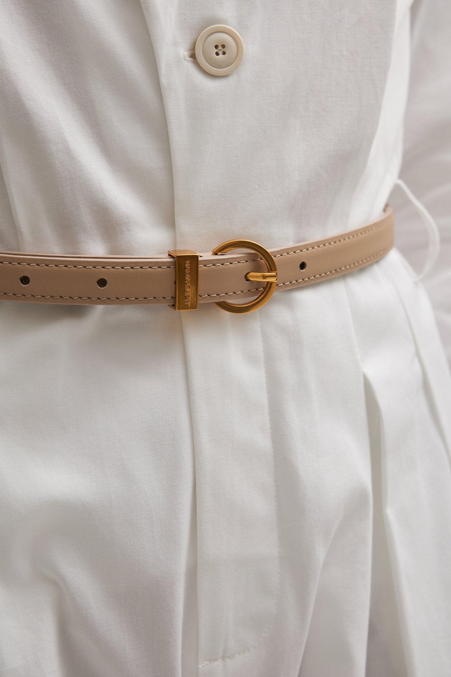 Nadia Rapti Rocky Leather Belt Beige
