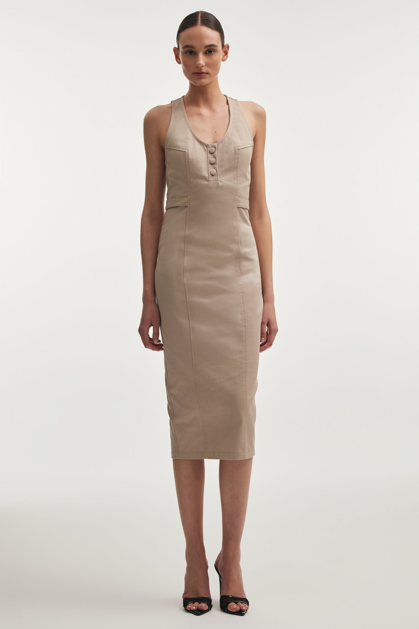 Nadia Rapti Muse Midi Dress Greige