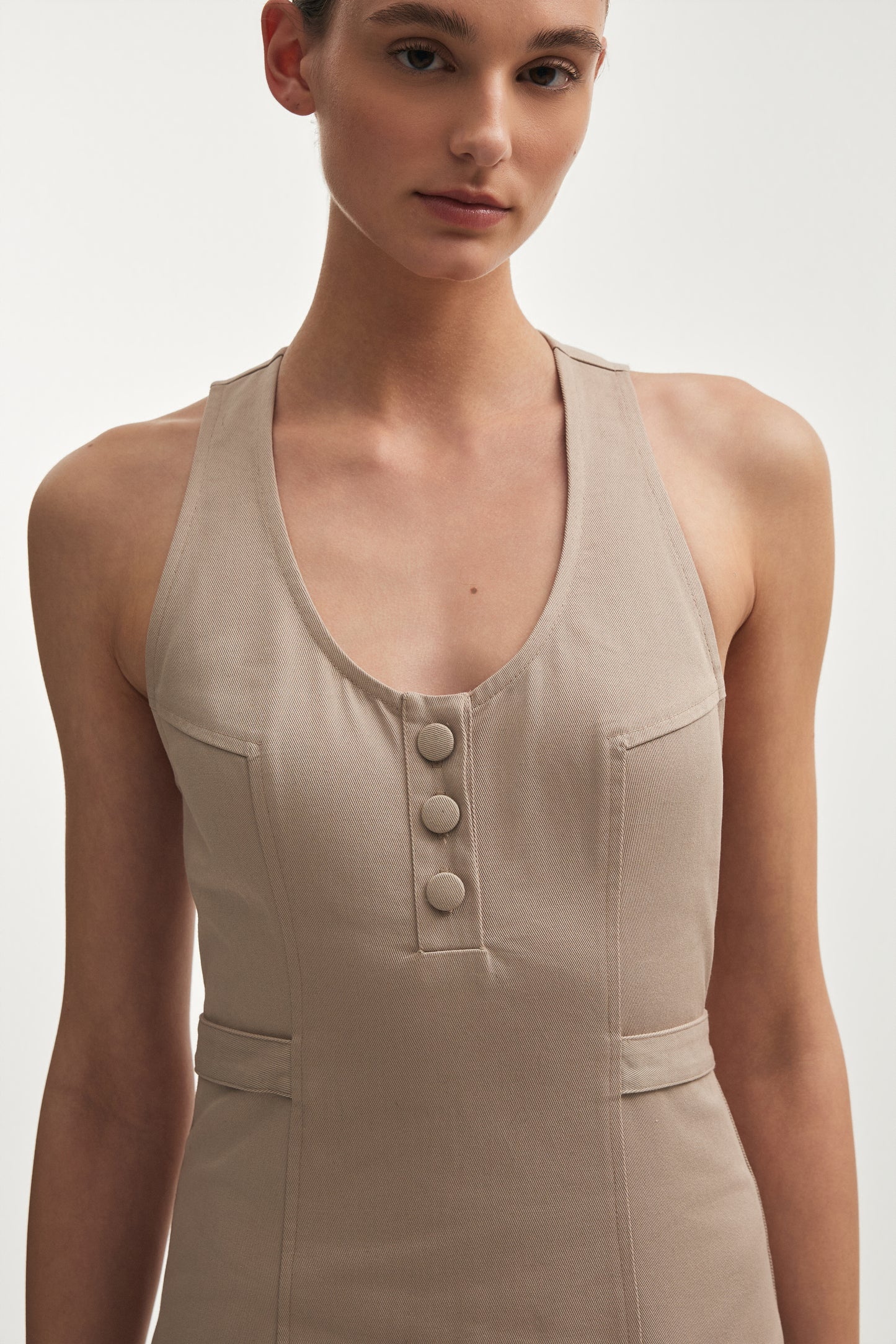 Nadia Rapti Muse Midi Dress Greige
