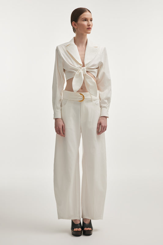 Nadia Rapti Pure Barrel Trousers White