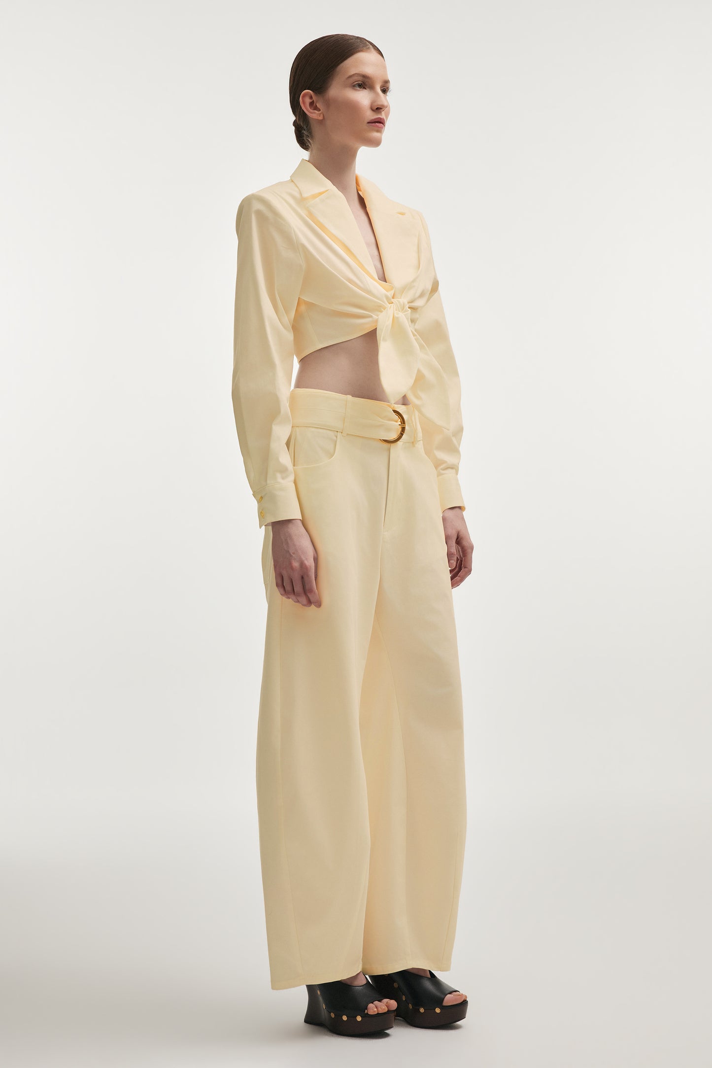 Nadia Rapti Pure Barrel Trousers Butter Yellow