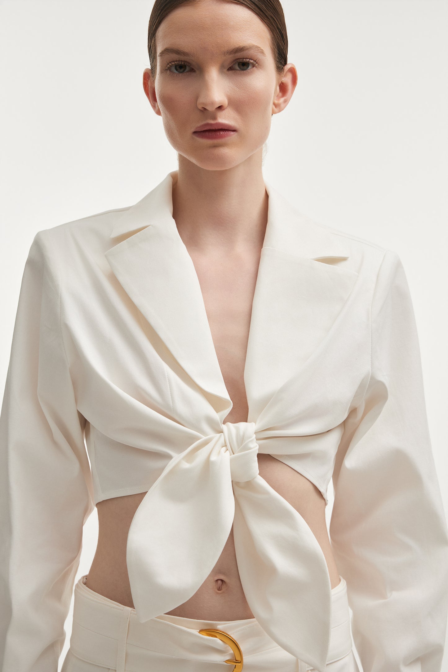 Nadia Rapti Pure Crop Shirt White