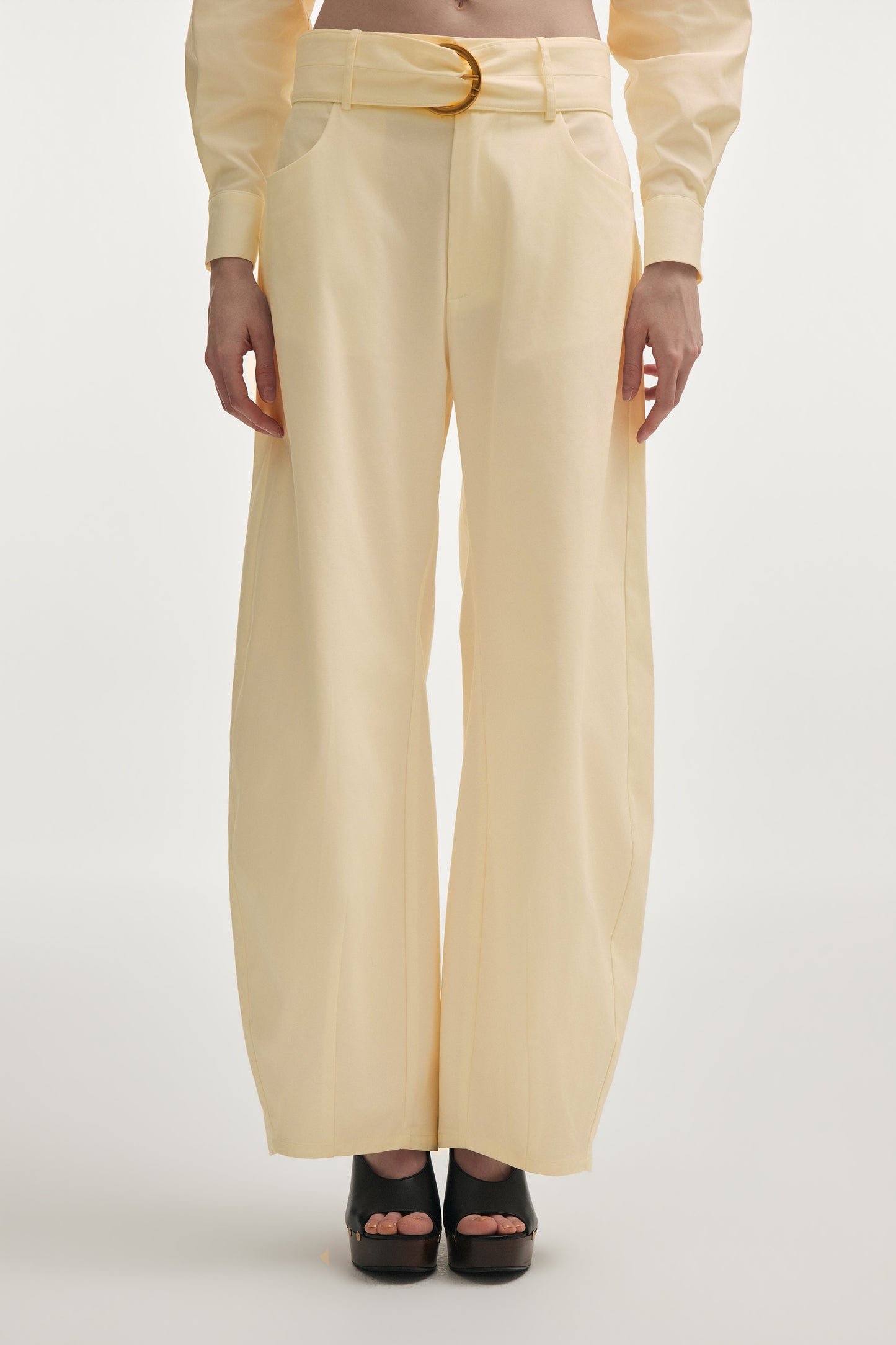 Nadia Rapti Pure Barrel Trousers Butter Yellow
