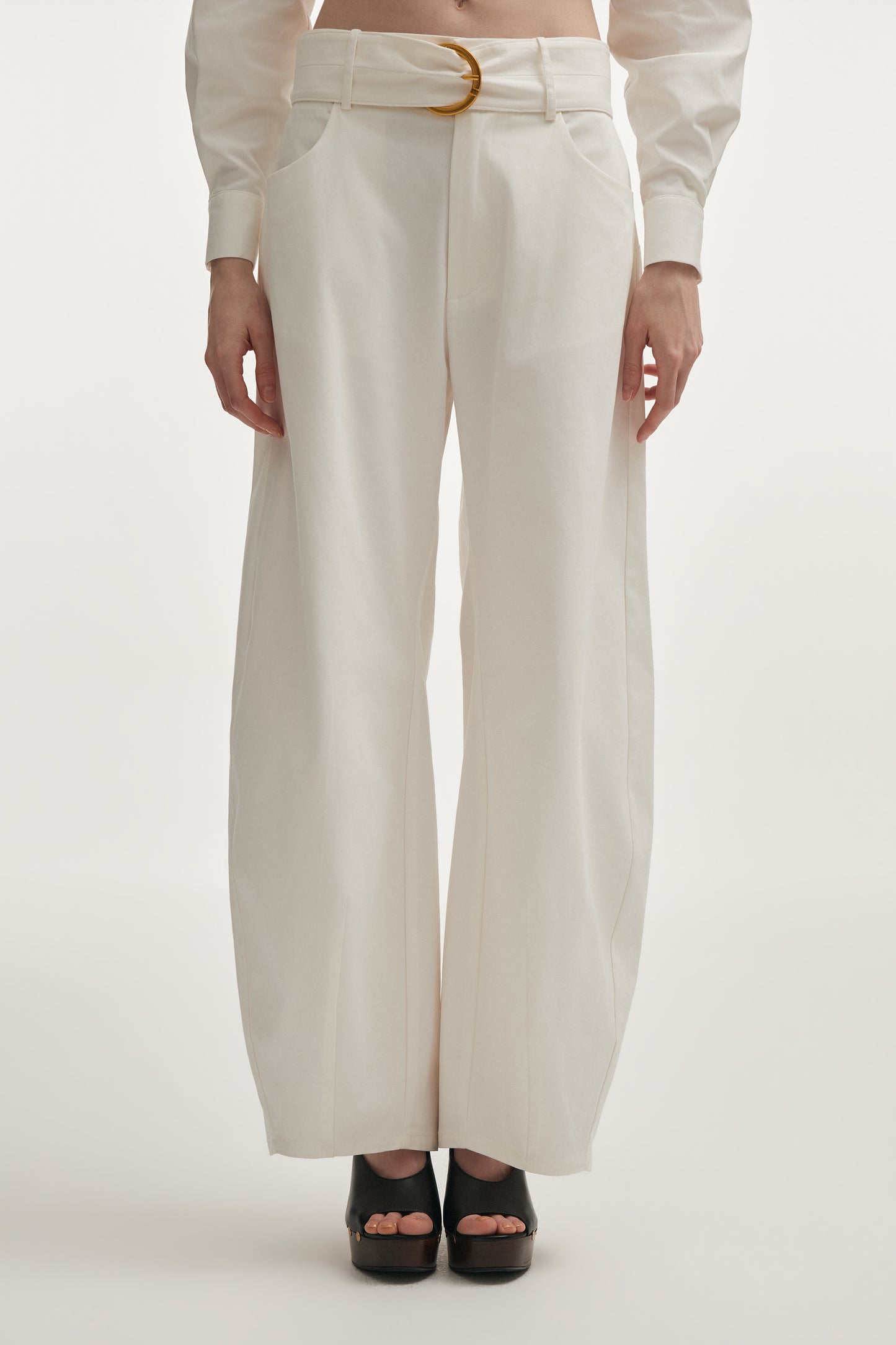 Nadia Rapti Pure Barrel Trousers White