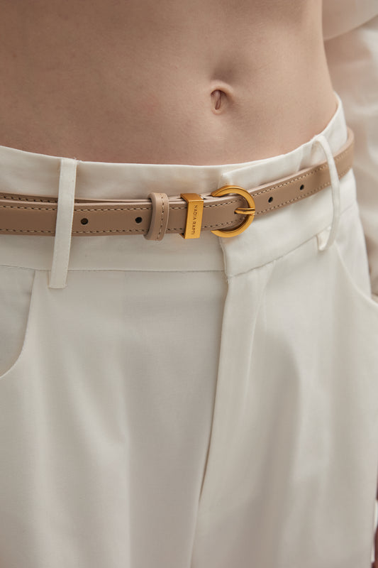Nadia Rapti Rocky Leather Belt Beige