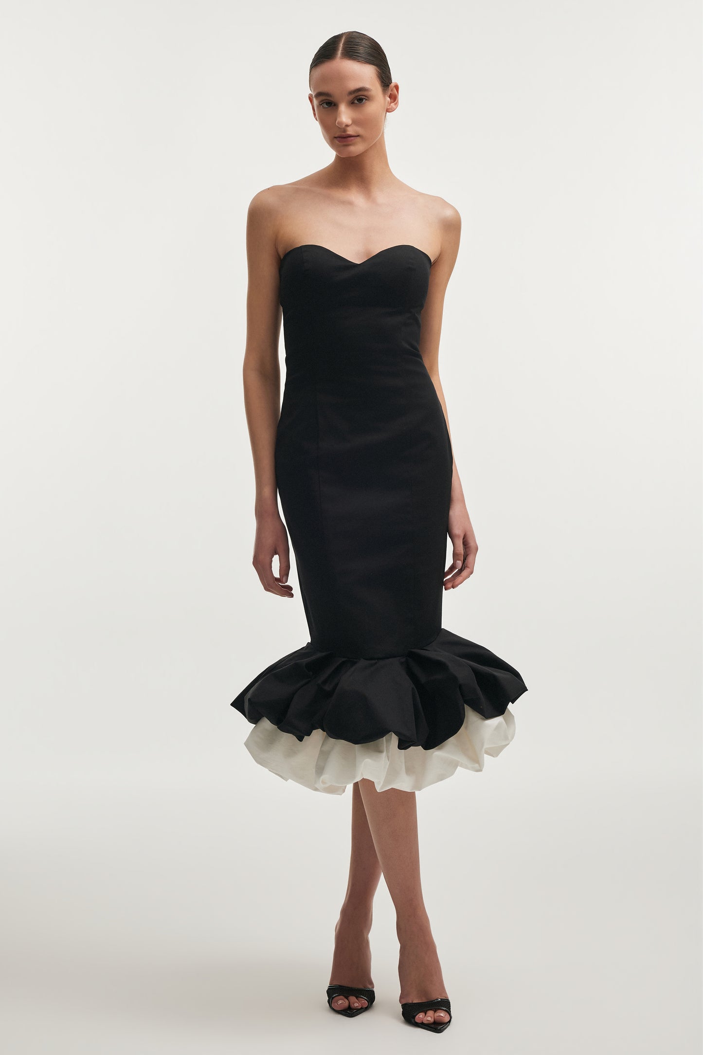 Nadia Rapti Hibiscus Cocktail Dress Black /White