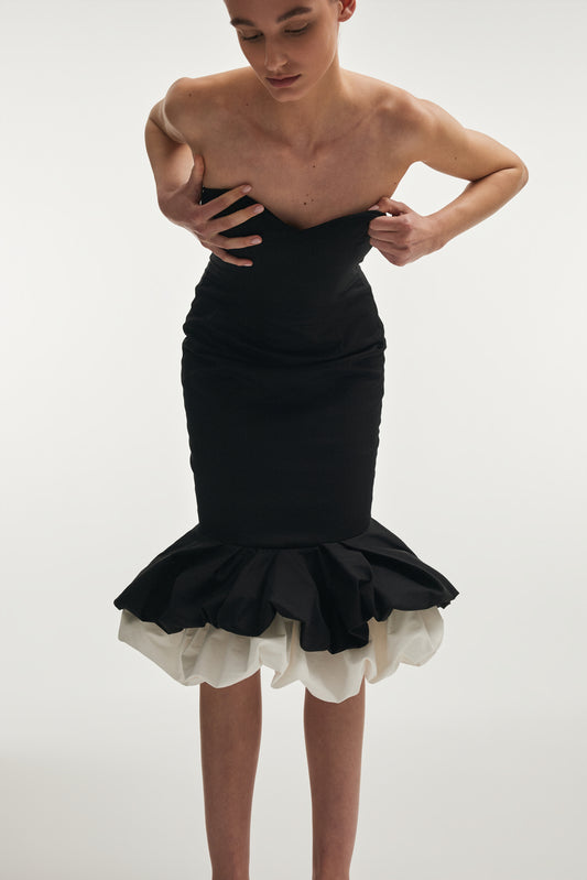 Nadia Rapti Hibiscus Cocktail Dress Black /White