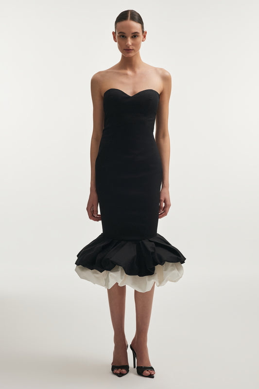 Nadia Rapti Hibiscus Cocktail Dress Black /White