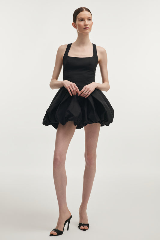 Nadia Rapti Hibiscus Bubble Mini Dress Black