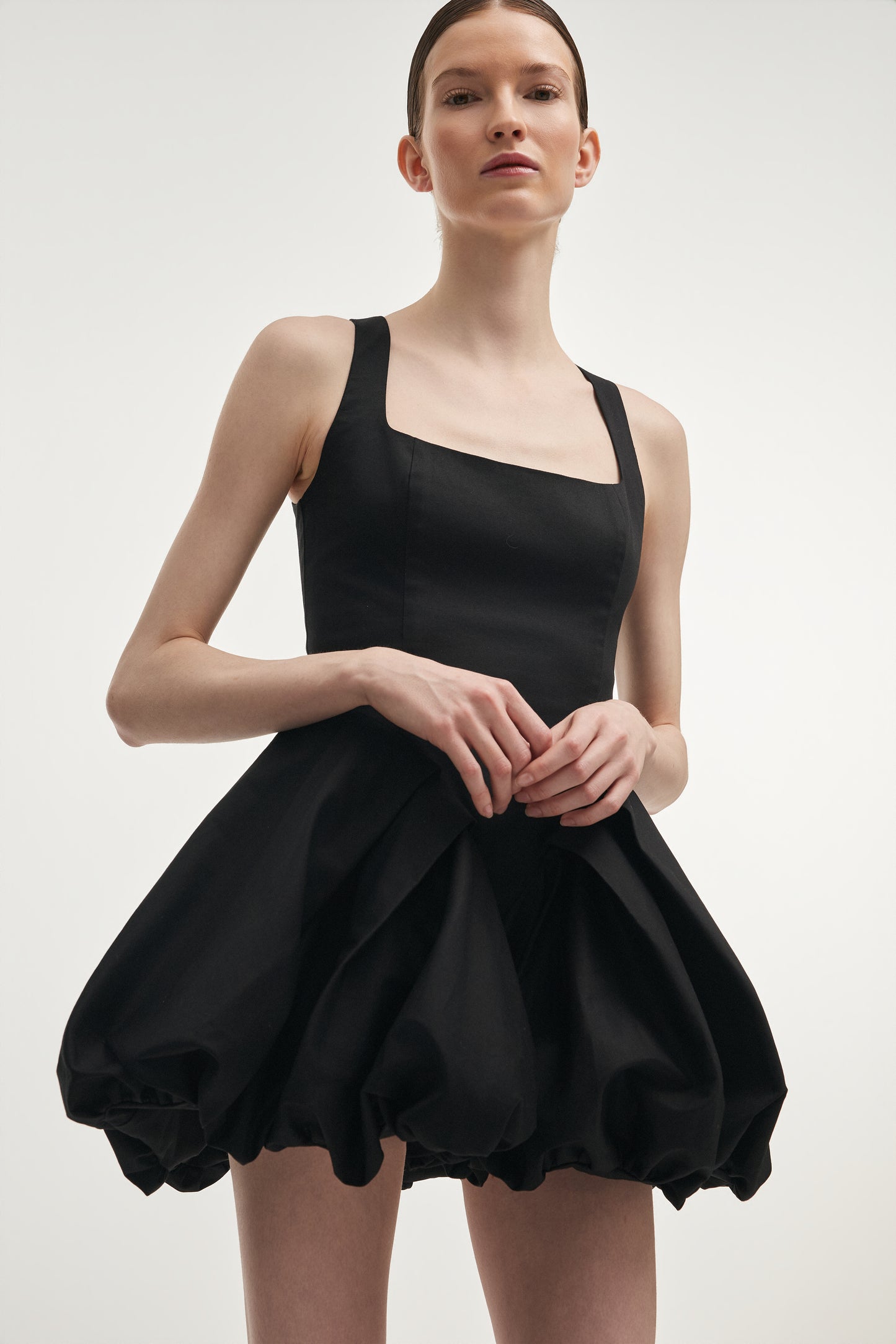 Nadia Rapti Hibiscus Bubble Mini Dress Black