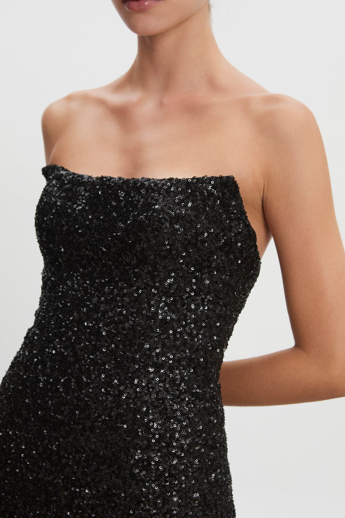 Nadia Rapti Arrow Strapless Mini Dress Black