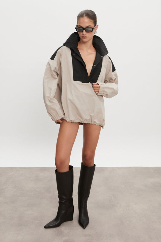Nadia Rapti Paolo Wind Anorak Women Greige Black