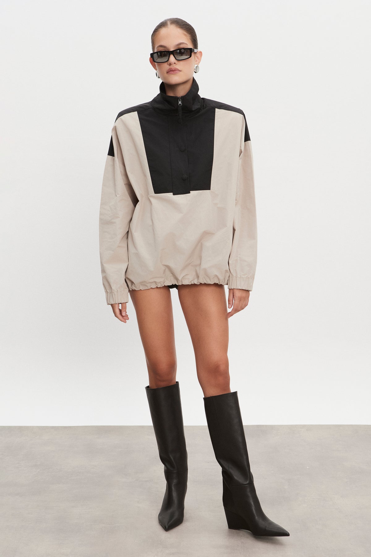 Nadia Rapti Paolo Wind Anorak Women Greige Black