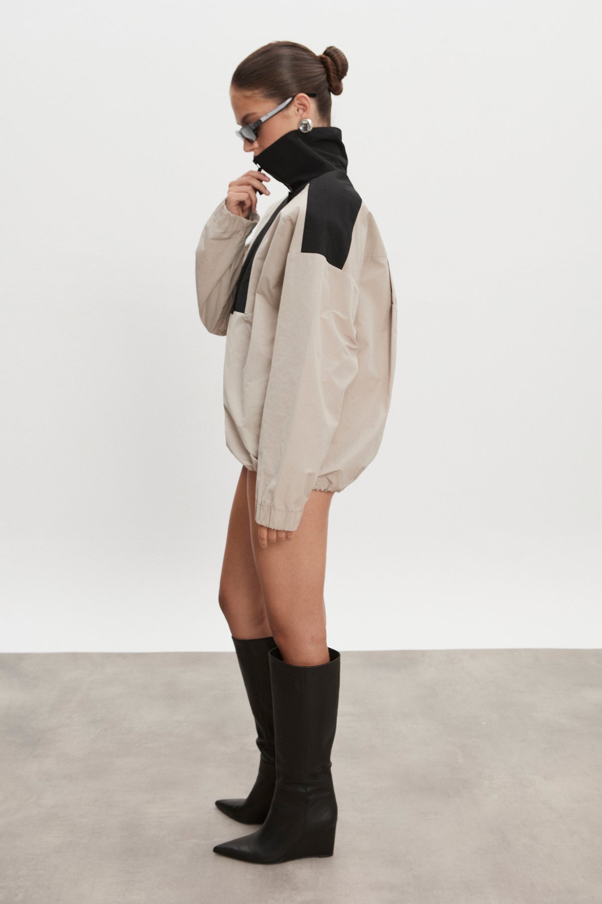 Nadia Rapti Paolo Wind Anorak Women Greige Black