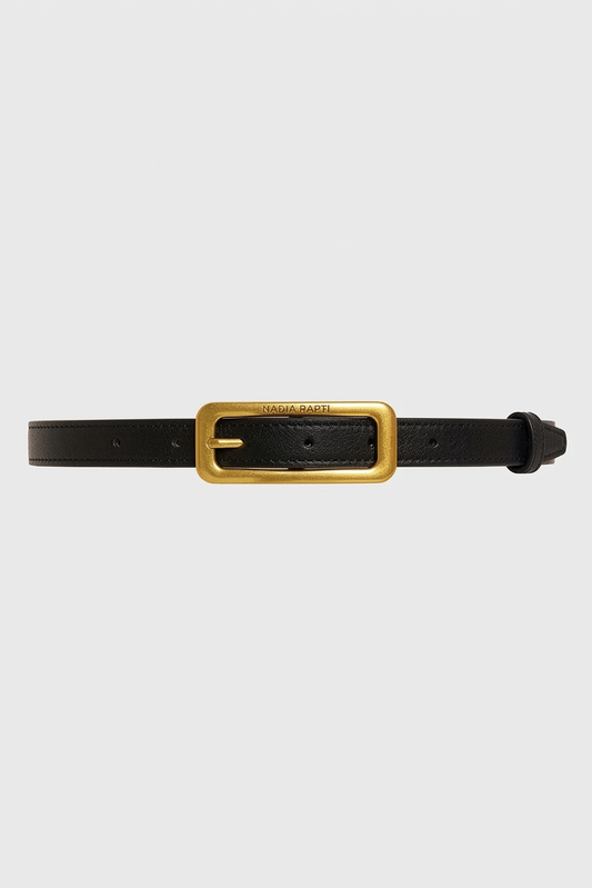 Nadia Rapti Slim Leather Belt Black
