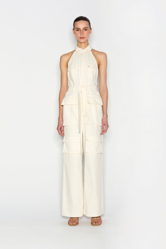 Nadia Rapti Palm Jumpsuit Ecru