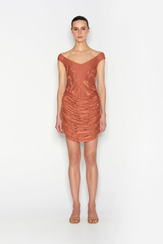 Nadia Rapti Cactus Mini Dress Terracotta